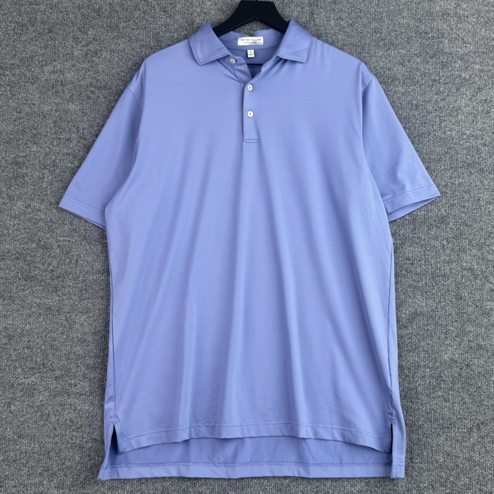 Peter Millar Performance Polo Shirt Mens L Blue Summer Comfort Golf Short Sleeve